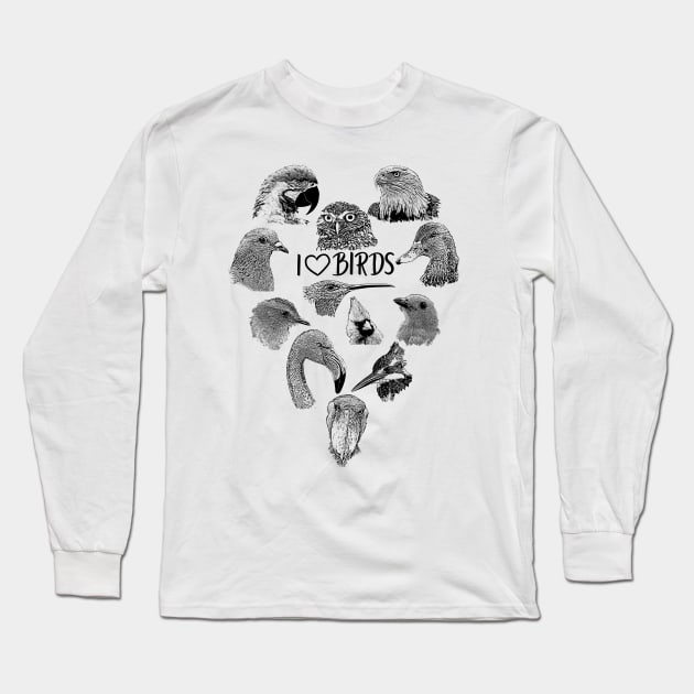 Birding - I love Birds Long Sleeve T-Shirt by Birding_by_Design